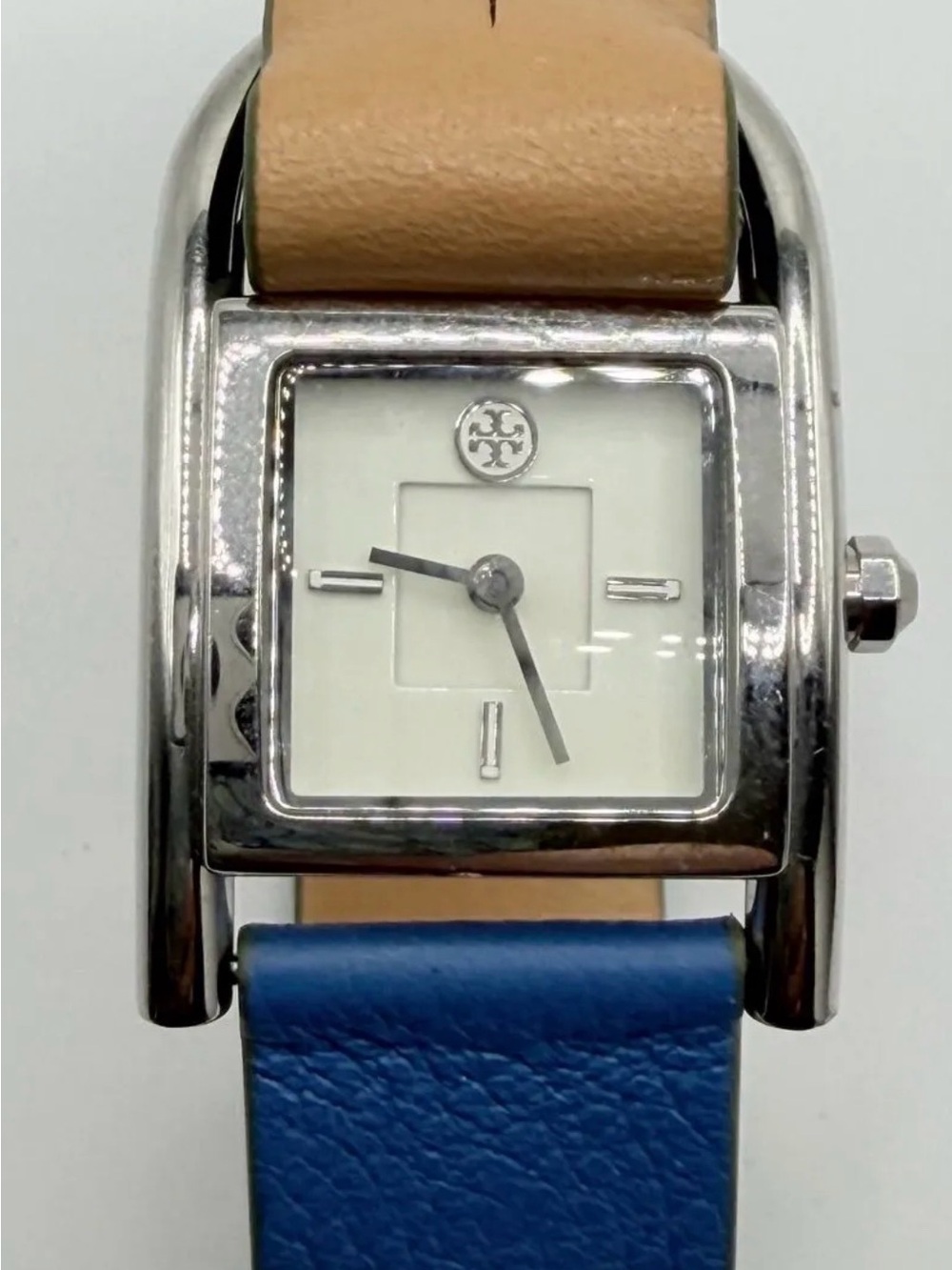 Authentic Tory Burch Square Case Multi-Color Leather Wrap Watch - Needs Battery